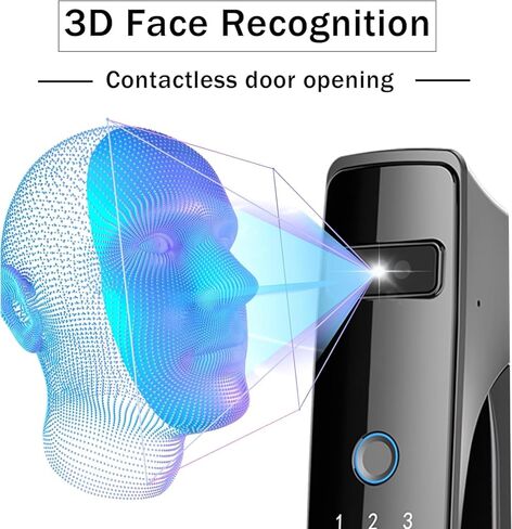 3D Face Recognition Smart Door Lock,Palm Vein Recognition Video Smart Lock with Camera,Build-in WiFi,Doorbell,APP Control,Security WiFi Fingerprint Smart Mortise Lock for Front Door in Saudi Arabia