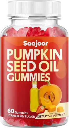 علكات زيت بذور اليقطين العضوية مع البلميط المنشاري لنمو الشعر وصحة البشرة | نباتي، غير معدل وراثيًا، نكهة الفراولة خالية من الغلوتين | 60 عدد in Kuwait