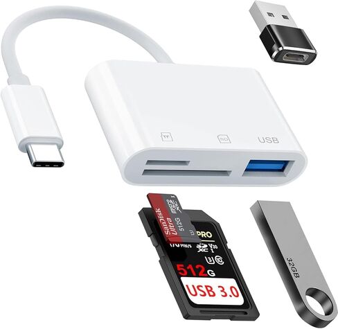 USB C SD Card Reader，SD Card Reader USB C for iPhone 15 16/iPad/Mac/Laptop，3 in 1 sd Card Reader with Dual Slots & USB Port for Mac MacBook Pro/Air/Mini Android Laptop More USBC Typec Devices in Saudi Arabia