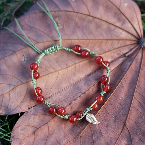 EZUY GNAY Leaf Bracelet Red Bead Adjustable Friendship Bangle Christmas Gifts For Women Silvery in Saudi Arabia