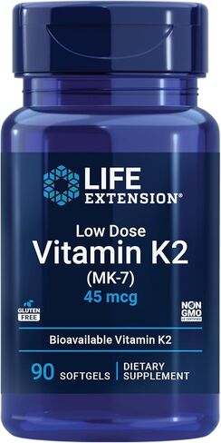 Life Extension Low Dose Vitamin K2 – Supports Arterial Health – Non-GMO, Gluten-Free – 90 Softgels in Saudi Arabia