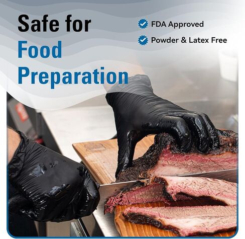 SWIFTLITE Nitrile Gloves Disposable Latex Free, 4 Mil Black Food Grade Powder Free Rubber Gloves for BBQ, Cooking, Cleaning in Saudi Arabia