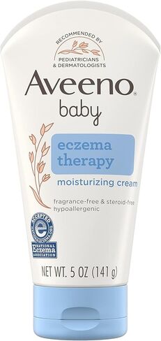 Aveeno Baby Eczema Therapy Moisturizing Cream, Natural Colloidal Oatmeal & Vitamin B5, Baby Cream for Dry, Itchy, Irritated Skin Due to Eczema, Paraben- & Steroid-Free, 12 fl. oz in Kuwait