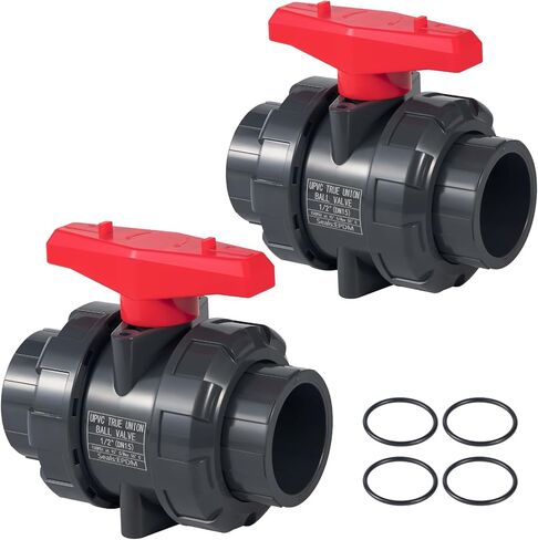 1/2" PVC True Union Ball Valve 2 Pack - Dual Valve Bundle Saves 5% | ASTM D2467 | Leak-Proof for Pool Pumps & Plumbing in Saudi Arabia