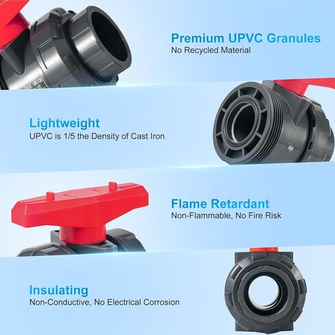 1/2" PVC True Union Ball Valve 2 Pack - Dual Valve Bundle Saves 5% | ASTM D2467 | Leak-Proof for Pool Pumps & Plumbing in Saudi Arabia