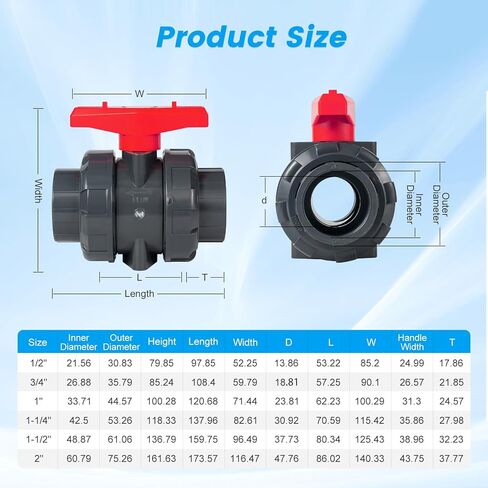 1/2" PVC True Union Ball Valve 2 Pack - Dual Valve Bundle Saves 5% | ASTM D2467 | Leak-Proof for Pool Pumps & Plumbing in Saudi Arabia