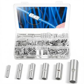 420 Pcs Non Insulated Butt Connectors Kit, 24-8 Gauge AWG Uninsulated Wire Connectors of Tinned Red Copper, Marine Grade Electrical Crimp Terminals in Kuwait