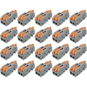 20Pcs Mini Lever Electrical Wire Connectors, 1 in 2 Out DIY Splicing Compact Splitter Docking, Terminal Block Electrical Connectors for Circuit Inline 28-12 AWG in Kuwait