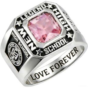PhaedraOona Class Rings 925 Sterling Silver Personalized Men's Class Ring - Custom Graduation Ring - Perfect High School Graduation Gift for 2026 in Saudi Arabia