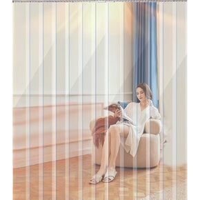 ستارة باب بشريط PVC مقاومة للرياح للدخول التجاري - ستارة فينيل بلاستيكية مقاس 94.49 × 106.3 بوصة للمشي في الفريزر، والمبرد، والمنزل، والمول، وأبواب المستودعات in Kuwait