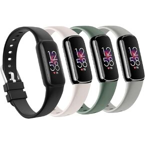 4 عبوات من الأربطة المقاومة للماء المتوافقة مع أساور Fitbit Luxe Bands للنساء والرجال، أساور معصم بديلة رياضية ناعمة كلاسيكية للنساء والرجال in Kuwait