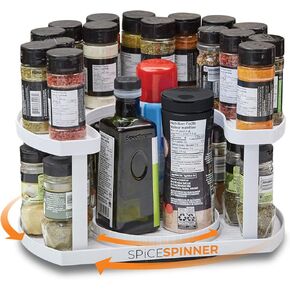 Allstar Innovations Spice Spinner Two-Tiered Spice Organizer & Holder That Saves Space, Keeps Everything Neat, Organized & Within Reach With Dual Spin Turntables in Kuwait