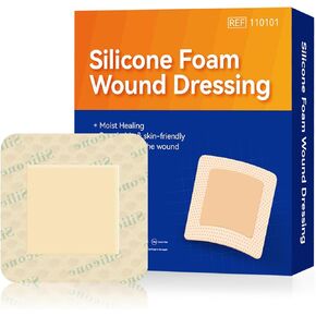 ضمادة إسفنجية من السيليكون مع لاصق حدودي، ضمادات معقمة للجروح، تضميد العناية بالجروح، ضمادات كبيرة مقاومة للماء، العناية بالجروح ذاتية اللصق والضمادات (3 × 3 بوصة (عبوة من 10)) in Kuwait