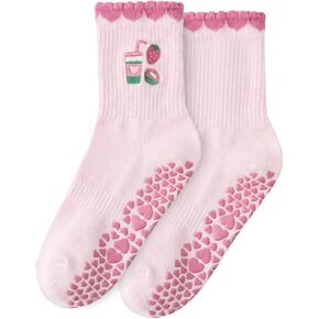 Seefoo Women's Anti-Slip Pilates Socks, Professional Stretch Fitness Sports Socks, Breathable and Durable Dance Yoga Socks, Cute Ballet Training Socks, for Home or Gym, Gifts for Women in Saudi Arabia