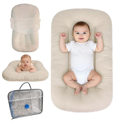 Baby Lounger for Infants Babies 0-24 Months, Bionic Organic Lounger, Soft Cotton Breathable Infant Floor Seats & Loungers for Newborn Baby Shower Gifts (Grey) in Saudi Arabia
