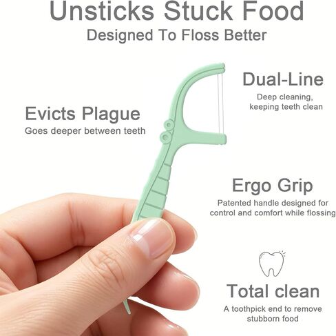 مجموعة من 300 قطعة من خيط تنظيف الأسنان من هولي روز، أعواد تنظيف الأسنان ذات الخط المزدوج، خيط تنظيف الأسنان بالنعناع، ​​كيس واحد 100 قطعة، مجموعة من 3 ألوان أكثر ملاءمة لتنظيف الأسنان in Kuwait