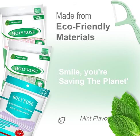 مجموعة من 300 قطعة من خيط تنظيف الأسنان من هولي روز، أعواد تنظيف الأسنان ذات الخط المزدوج، خيط تنظيف الأسنان بالنعناع، ​​كيس واحد 100 قطعة، مجموعة من 3 ألوان أكثر ملاءمة لتنظيف الأسنان in Kuwait