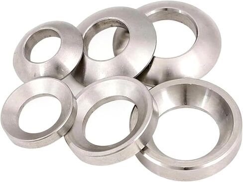 مجموعة غسالة مخروطية من الفولاذ المقاوم للصدأ 304 - مقاسات M6/M8/M10/M12/M16/M20/M24 - حشية كروية صلبة ذات تصميم مقعر/محدب للتطبيقات شديدة التحمل 10 قطع كروية M8 in Kuwait