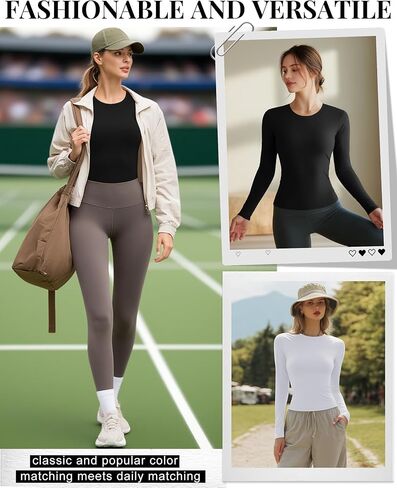 Neer 4 Pcs Womens Long Sleeve Yoga Shirts Crew Neck Compression Tight Workout Shirts Lightweight Stretchy Breathable Tees in Saudi Arabia