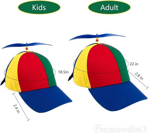 Framendino, 2 Pack Detachable Propeller Top Hat Adult Rainbow Helicopter Baseball Cap in Saudi Arabia