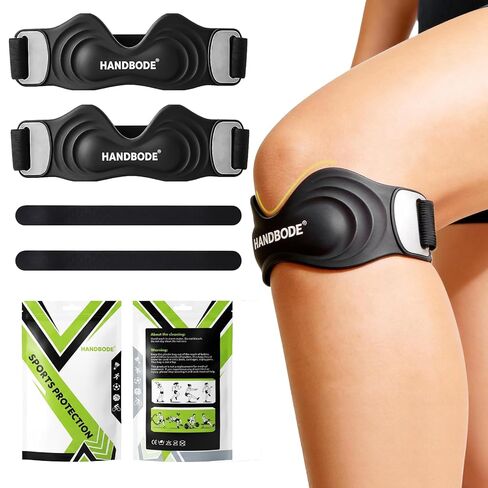 حزام دعم وتر الرضفة من HANDBODE، دعامة الركبة من السيليكون للرجال والنساء، حزام الرضفة قابل للتعديل لدعم تخفيف الألم، مناسب للمشي لمسافات طويلة، الجري، كرة السلة، ركبة القفز، أوسجود شلاتر، 2 حزمة in Kuwait