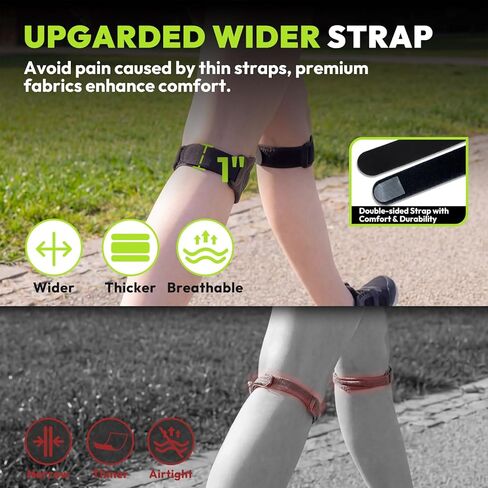 حزام دعم وتر الرضفة من HANDBODE، دعامة الركبة من السيليكون للرجال والنساء، حزام الرضفة قابل للتعديل لدعم تخفيف الألم، مناسب للمشي لمسافات طويلة، الجري، كرة السلة، ركبة القفز، أوسجود شلاتر، 2 حزمة in Kuwait