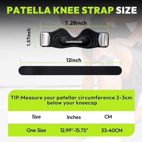 حزام دعم وتر الرضفة من HANDBODE، دعامة الركبة من السيليكون للرجال والنساء، حزام الرضفة قابل للتعديل لدعم تخفيف الألم، مناسب للمشي لمسافات طويلة، الجري، كرة السلة، ركبة القفز، أوسجود شلاتر، 2 حزمة in Kuwait