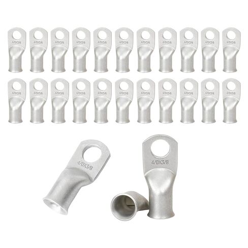 25 قطعة 4/0 AWG 3/8 "(M10) أطراف حلقية نحاسية معلبّة أطراف كابل البطارية العروات السلكية 4/0 عروات كابل البطارية الثقيلة العروات الكابلات الثقيلة الثقوب النحاسية العارية موصلات طرفية حلقية أنبوبية in Kuwait