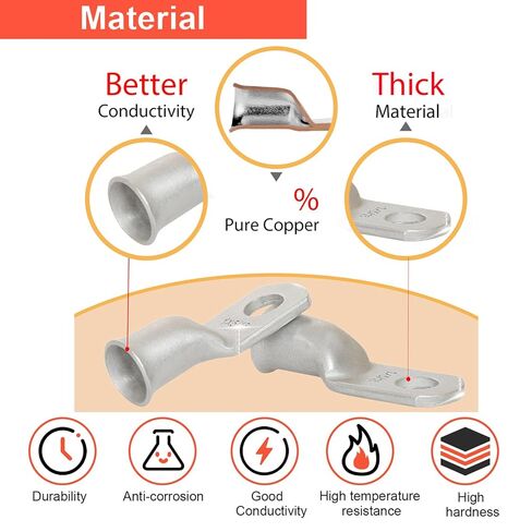 25 قطعة 4/0 AWG 3/8 "(M10) أطراف حلقية نحاسية معلبّة أطراف كابل البطارية العروات السلكية 4/0 عروات كابل البطارية الثقيلة العروات الكابلات الثقيلة الثقوب النحاسية العارية موصلات طرفية حلقية أنبوبية in Kuwait