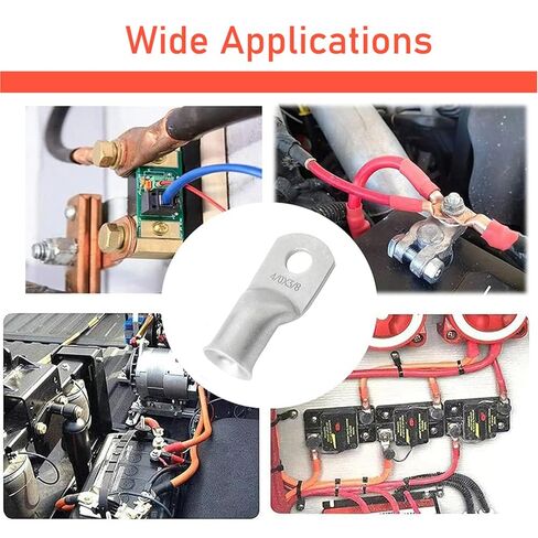 25 قطعة 4/0 AWG 3/8 "(M10) أطراف حلقية نحاسية معلبّة أطراف كابل البطارية العروات السلكية 4/0 عروات كابل البطارية الثقيلة العروات الكابلات الثقيلة الثقوب النحاسية العارية موصلات طرفية حلقية أنبوبية in Kuwait