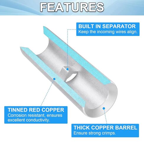 مجموعة موصلات مؤخرة غير معزولة مكونة من 420 قطعة، موصلات سلكية غير معزولة بقياس 24-8 AWG من النحاس الأحمر المعلب، أطراف تجعيد كهربائية من الدرجة البحرية in Kuwait