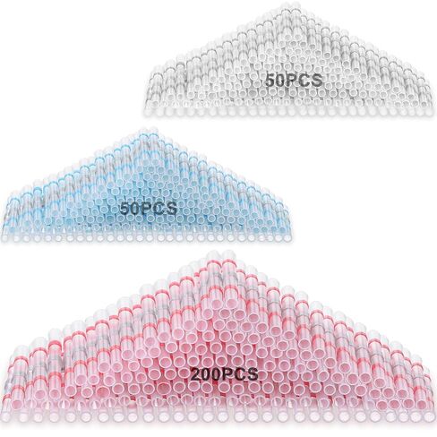 Hotop 300 Pcs Butt Splice Red Blue White, 22-18, 16-14, 26-24 Awg Solder Seal Wire Connectors Heat Shrink Waterproof Insulated Electrical Wire Terminal Automotive Marine Electrical Boat Trailer in Saudi Arabia