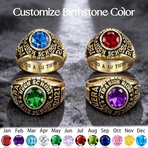 PhaedraOona Class Rings 925 Sterling Silver Personalized Men's Class Ring - Custom Graduation Ring - Perfect High School Graduation Gift for 2026 in Saudi Arabia