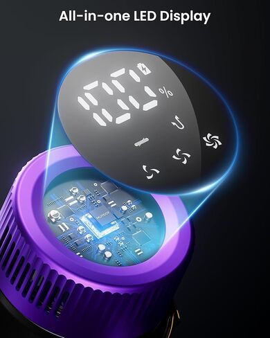 مكنسة كهربائية لاسلكية، 650 وات 55 كيلو باسكال 70 دقيقة مكانس كهربائية للمنزل، مكنسة كهربائية لاسلكية قائمة بذاتها مع قاعدة شحن، شاشة LED، مكنسة كهربائية مطورة مضادة للتشابك لشعر الحيوانات الأليفة / السجاد / الأرضية in Kuwait