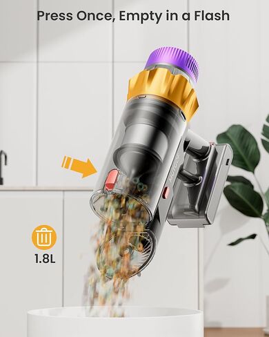 مكنسة كهربائية لاسلكية، 650 وات 55 كيلو باسكال 70 دقيقة مكانس كهربائية للمنزل، مكنسة كهربائية لاسلكية قائمة بذاتها مع قاعدة شحن، شاشة LED، مكنسة كهربائية مطورة مضادة للتشابك لشعر الحيوانات الأليفة / السجاد / الأرضية in Kuwait