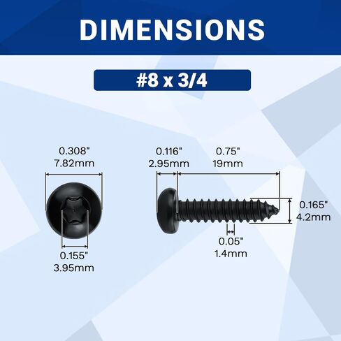 #8 × 3/4 بوصة مسامير معدنية برأس توركس سوداء 100 حزمة، 304 من الفولاذ المقاوم للصدأ 18-8 براغي ذاتية التنصت للمعادن والخشب والبلاستيك، مطلية باللون الأسود، قطعة واحدة من لقمة السائق النجمية متضمنة in Kuwait