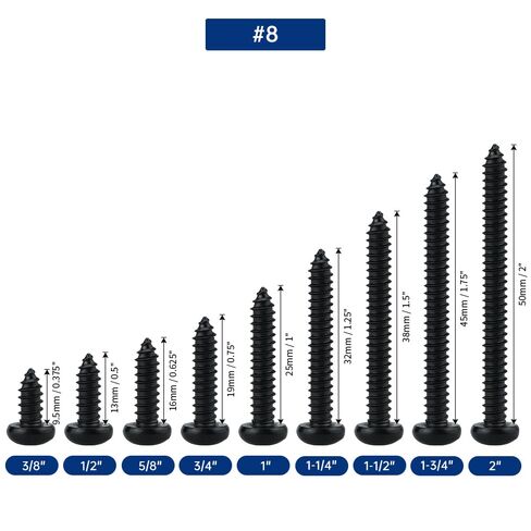 #8 × 3/4 بوصة مسامير معدنية برأس توركس سوداء 100 حزمة، 304 من الفولاذ المقاوم للصدأ 18-8 براغي ذاتية التنصت للمعادن والخشب والبلاستيك، مطلية باللون الأسود، قطعة واحدة من لقمة السائق النجمية متضمنة in Kuwait