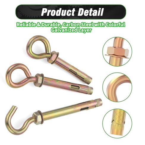 Concrete Wall Hook Bolts, M6x55mm 2-3/16" Expansion Screws Carbon Steel Screw Color Zinc-Plating Brick Anchors Hook Bolts (5Pcs) in Saudi Arabia