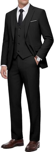 WULFUL Men's 3 Piece Slim Fit Suit Set One Button Blazer Jacket Pants Tuxedo Set for Party Wedding and Business in Saudi Arabia