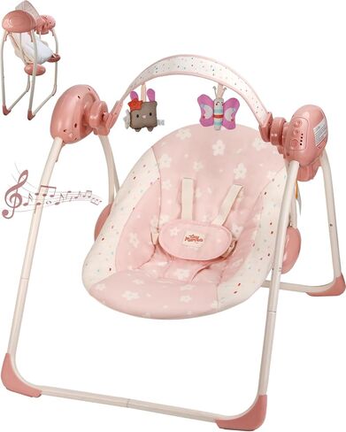 تقلبات الأطفال للرضع ، والأرجوحة الصغيرة المحمولة مع السرعة القابلة للتكيف ، والموسيقى ، والبار القابلة للإزالة ، وألعاب أرجوحة للرضع قابلة للطي للاستخدام الداخلي والخارجي ، من 0 إلى 9 أشهر in Kuwait