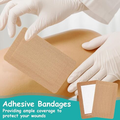 30 قطعة من الضمادات اللاصقة الكبيرة جدًا، ضمادات قماشية مقاس 5 × 3 بوصة مع وسادة غير لاصقة، أدوات مساعدة مرنة، إزالة خالية من اللاتكس بدون ألم للعناية بالجروح والإسعافات الأولية، ضمادة قماشية معقمة in Kuwait