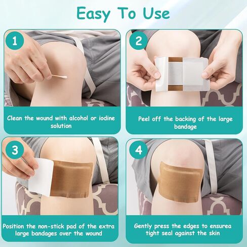 30 قطعة من الضمادات اللاصقة الكبيرة جدًا، ضمادات قماشية مقاس 5 × 3 بوصة مع وسادة غير لاصقة، أدوات مساعدة مرنة، إزالة خالية من اللاتكس بدون ألم للعناية بالجروح والإسعافات الأولية، ضمادة قماشية معقمة in Kuwait