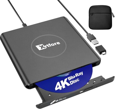 محرك أقراص CD/DVD الخارجي للكمبيوتر المحمول ، محارق CD Clamshell Portable Reader Drive Optical Disk ، مشغل DVD لجهاز الكمبيوتر المحمول +/- RW USB 3.0 مع حالة حمل ، محرك أقراص DVD الخارجي للكمبيوتر Windux Linux Mac in Kuwait