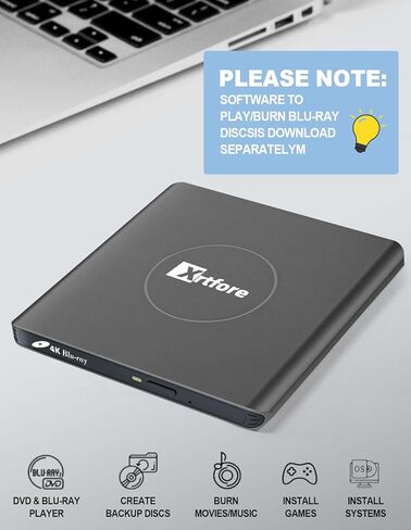 محرك أقراص CD/DVD الخارجي للكمبيوتر المحمول ، محارق CD Clamshell Portable Reader Drive Optical Disk ، مشغل DVD لجهاز الكمبيوتر المحمول +/- RW USB 3.0 مع حالة حمل ، محرك أقراص DVD الخارجي للكمبيوتر Windux Linux Mac in Kuwait
