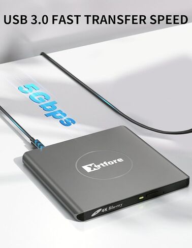 محرك أقراص CD/DVD الخارجي للكمبيوتر المحمول ، محارق CD Clamshell Portable Reader Drive Optical Disk ، مشغل DVD لجهاز الكمبيوتر المحمول +/- RW USB 3.0 مع حالة حمل ، محرك أقراص DVD الخارجي للكمبيوتر Windux Linux Mac in Kuwait