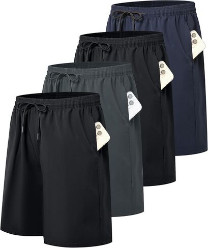 Kinglaman 5 Pack Mens Athletic Gym Workout Shorts Quick Dry Basketball Running Lightweight Shorts in Kuwait