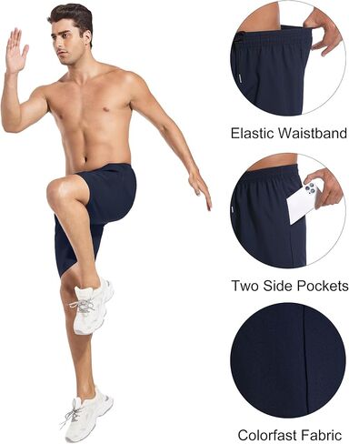 Kinglaman 5 Pack Mens Athletic Gym Workout Shorts Quick Dry Basketball Running Lightweight Shorts in Kuwait