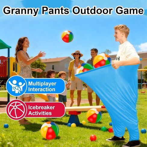 Granny Pants Yard Game, 2 Pcs Oversized Pants Outdoor Game with 10 Bouncy Balls and 2 Pumps, Granny Pants for Adults Backyard Parties Field Day Fun in Saudi Arabia