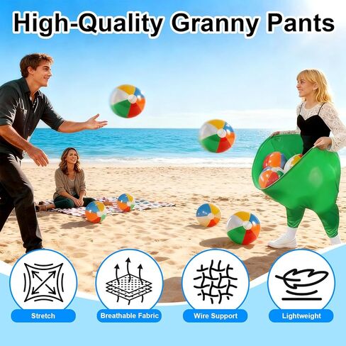 Granny Pants Yard Game, 2 Pcs Oversized Pants Outdoor Game with 10 Bouncy Balls and 2 Pumps, Granny Pants for Adults Backyard Parties Field Day Fun in Saudi Arabia