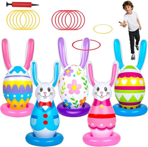 5 عبوات من ألعاب عيد الفصح القابلة للنفخ للأطفال، ألعاب الرمي الدائري على شكل بيضة أرنب قابلة للنفخ، حفلة عيد الفصح في الأماكن المغلقة والخارجية للعائلة in Kuwait